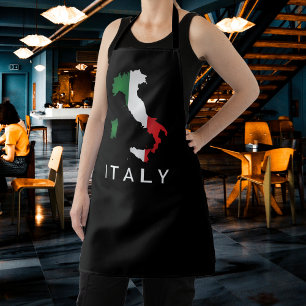 イタリイタリアンア国旗の赤い白の緑イタリアの地図 エプロン