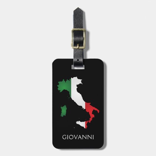 イタリイタリアンア国旗の赤い白の緑イタリアの地図 ラゲッジタグ (正面縦)