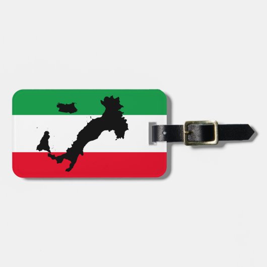 イタリイタリアンア国旗の赤い白の緑イタリアの地図 ラゲッジタグ (正面横)