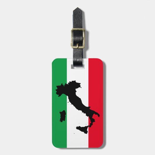 イタリイタリアンア国旗の赤い白の緑イタリアの地図 ラゲッジタグ (正面縦)