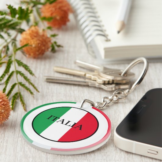 イタリイタリアンア国旗の赤と緑イタリア キーホルダー (正面右)