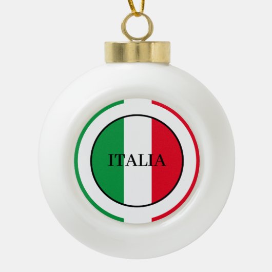 イタリイタリアンア国旗の赤と緑イタリア セラミックボールオーナメント (正面)