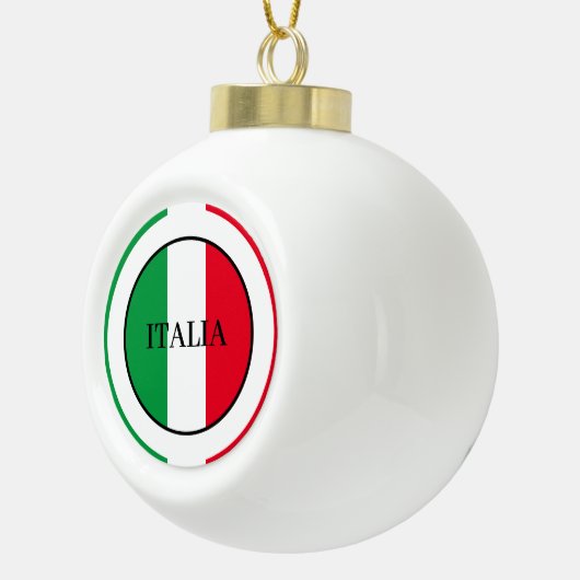 イタリイタリアンア国旗の赤と緑イタリア セラミックボールオーナメント (右)