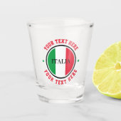 イタリイタリアンア国旗の赤白グリーン文字イタリア ショットグラス (正面)