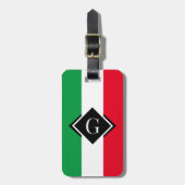 イタリイタリアンア国旗レッドホワイトグリーンイタリアイニシャル ラゲッジタグ (正面縦)