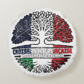 イタリイタリアンスフランスのルーツ国旗 ラウンドクッション (裏面)