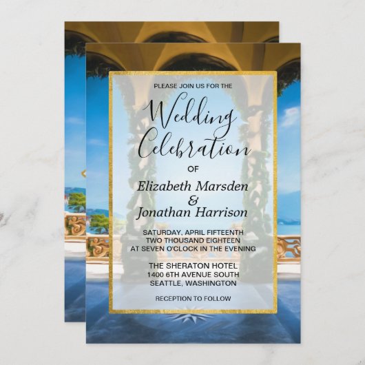 イタリエレガントアの目的地のウェディングアーチ 招待状 (正面/裏面)