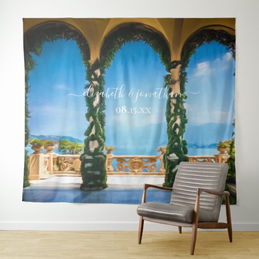 イタリエレガントアの結婚アーチ写真ブース背景 タペストリー (インサイチュ(横))