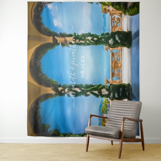 イタリエレガントアの結婚アーチ写真ブース背景 タペストリー (インサイチュ)