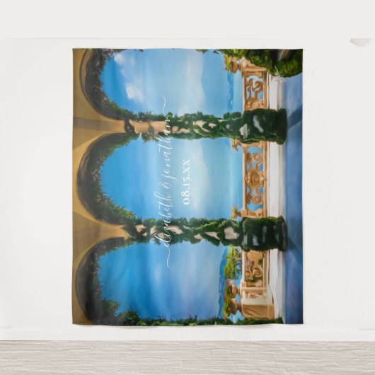 イタリエレガントアの結婚アーチ写真ブース背景 タペストリー (正面)