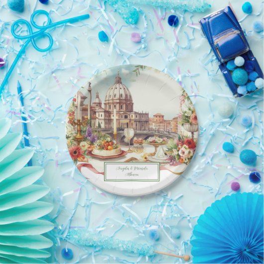 イタリエレガントアの結婚招待ディナー ペーパープレート (パーティー)