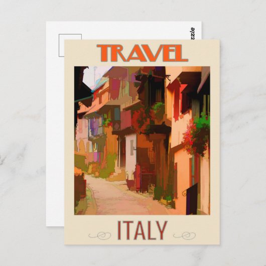 イタリカラフルアハウスヴィンテージトラベルハガキ ポストカード (正面/裏面)