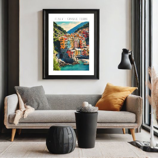 イタリカラフルアルチンクテレーヴィレッジウォータカラー ポスター