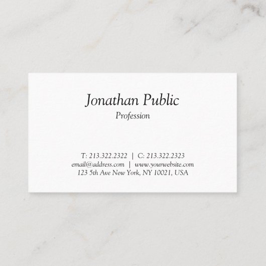 イタリックモダンスクリプトデザインプロフェッショナルシンプル 名刺 (裏面)