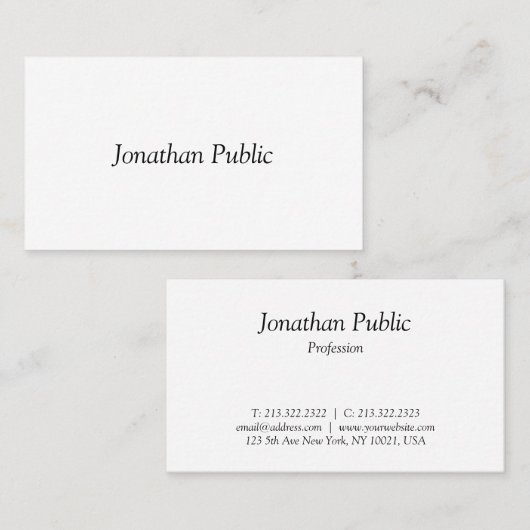 イタリックモダンスクリプトデザインプロフェッショナルシンプル 名刺 (正面/裏面)