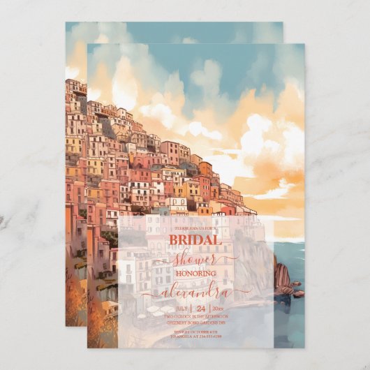 イタリモダンアエレガントデスティネーションブライダルシャワー 招待状 (正面/裏面)