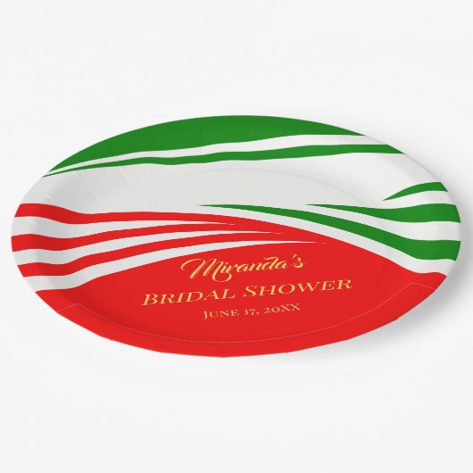 イタリモダンア国旗のブライダルシャワー ペーパープレート (アングル)