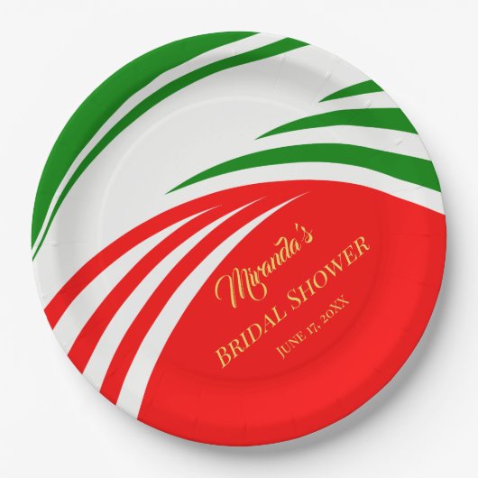 イタリモダンア国旗のブライダルシャワー ペーパープレート (正面)