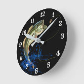 イタリーバスジャンプ魚釣り ラウンド壁時計 (傾斜)