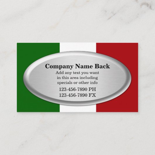 イタリーンレストラン名刺 名刺 (裏面)