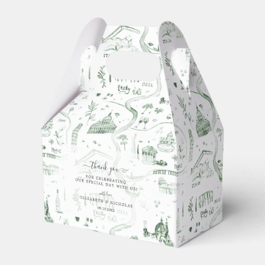 イタリ図解入りの、写真付きのアのスケッチマップ | 結婚s フェイバーボックス (正面サイド)