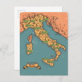 イタリ図解入りの、写真付きのアの地図 インビテーションポストカード (正面/裏面)