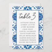 イタリ地中海のアの青い表の座席表カード 招待状 (裏面)