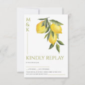 イタリ地中海のアギリシャ鮮やかレモ結婚ン 出欠カード (正面)