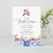 イタリ地中海のアフローラピンクブライダルシャワー 招待状 (スタンド正面)