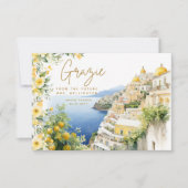 イタリ地中海のアポジターノイタリアンブライダルシャワー サンキューカード (正面)
