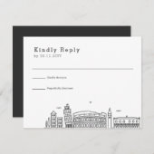 イタリ結婚ア |スタイル化されたスカイラインRSVP 出欠カード (正面/裏面)