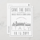 イタリ結婚ア |スタイル設定されたスカイライン日付を保存 ポストカード (正面/裏面)