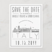 イタリ結婚ア |スタイル設定されたスカイライン日付を保存 ポストカード (正面)