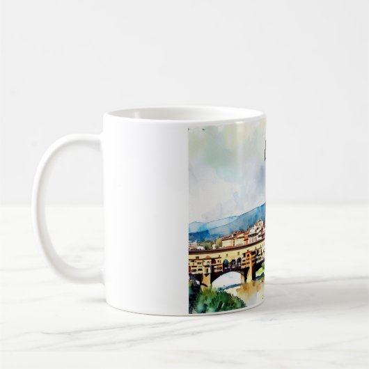 イタリ魅力的アの水絵を描色のフローレンス コーヒーマグカップ (左)