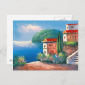 イタ絵画リアの海辺の別荘 ポストカード (正面/裏面)