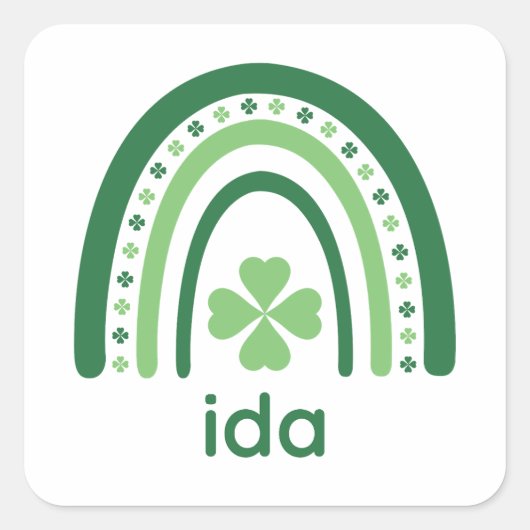 イダネームクローバーボホーレインボー スクエアシール (正面)