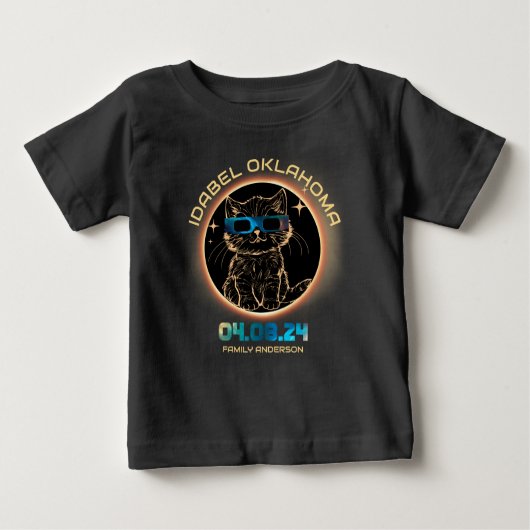 イダベルオクラホマ太陽のトタルEclipse 2024猫好き ベビーTシャツ (正面)