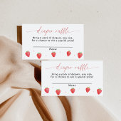 イチゴおむつラッフルカード |女の子の赤ちゃんシャワー エンクロージャーカード