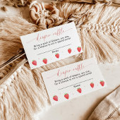 イチゴおむつラッフルカード |女の子の赤ちゃんシャワー エンクロージャーカード