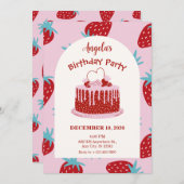 イチゴお誕生日ケーキ 招待状 (正面/裏面)