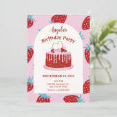 イチゴお誕生日ケーキ 招待状 (スタンド正面)