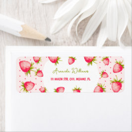 イチゴかわいい夏のピンクの緑 ラベル