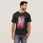 イチゴかわいい猫かわいいアニメ – Strawberry Cat Tシャツ (正面フル)