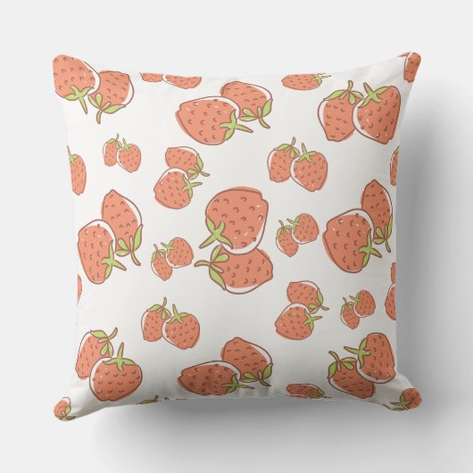 イチゴかわいらしクラシックトレンディーアートワークピンク クッション (裏面)