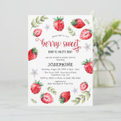イチゴかわいらしベリースウィート赤ちゃんシャワー 招待状 (スタンド正面)