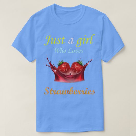 イチゴが大好きな女の子 Tシャツ (デザイン正面)
