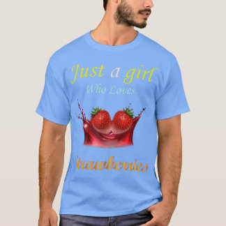 イチゴが大好きな女の子 Tシャツ