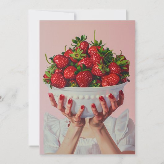 イチゴが溢れ出るボウル 招待状 (正面)