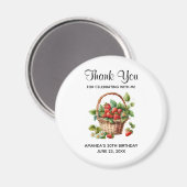 イチゴが詰まった可愛いバスケットパーティーありがとう マグネット (正面/裏面)