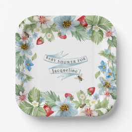 イチゴそうベリー甘い男の赤ちゃんへビーシャワー ペーパープレート